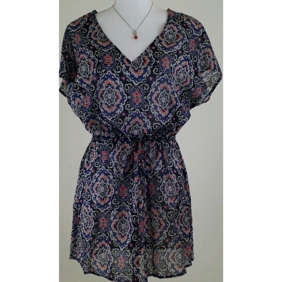 J. Crew~Women's Size S~Blue Multi Color Print Cotton Summer/Beach Mini Dress. - Picture 1 of 9